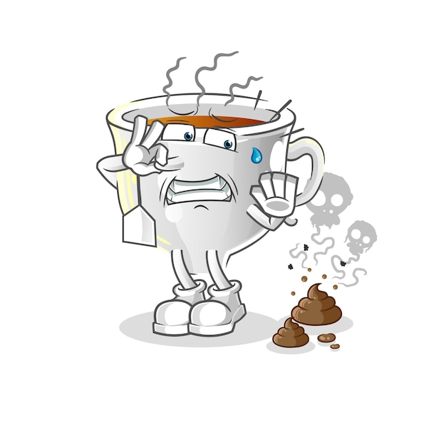 Tea cup with stinky waste illustration. character vector