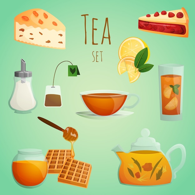 Vector tea decorative set