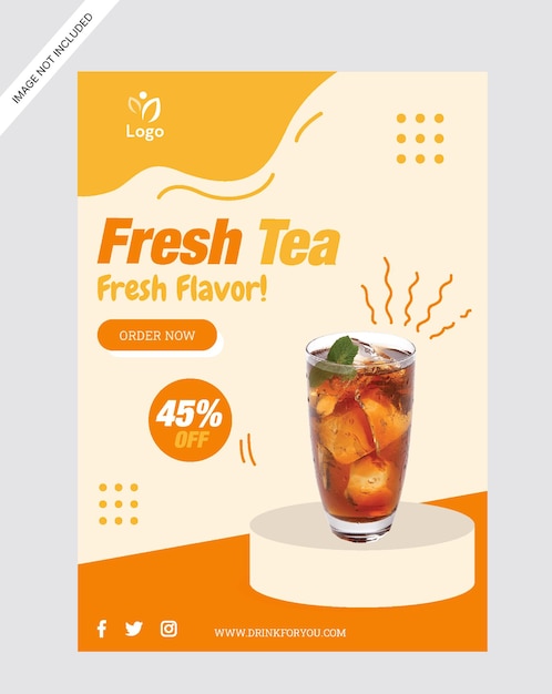 tea drink flyer poster promotion store design template