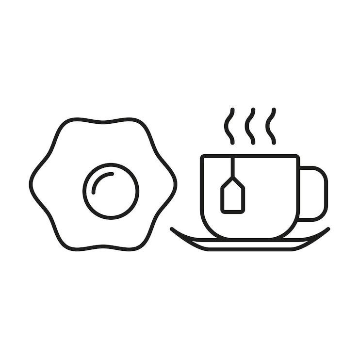 Vector 茶と卵のセット 食事アイコン ベクトル 基本デザイン