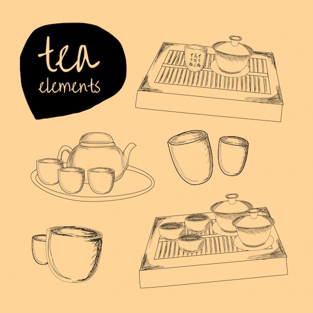 Vector tea elements illustration