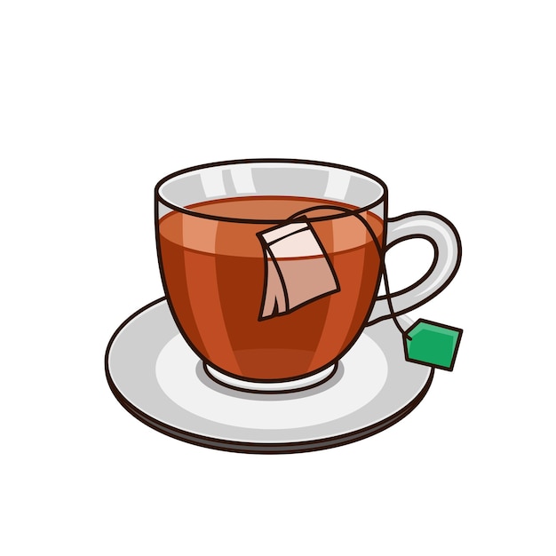 Tea in the glass cup vector illustration