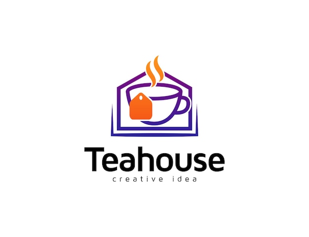 Tea and house logo design template