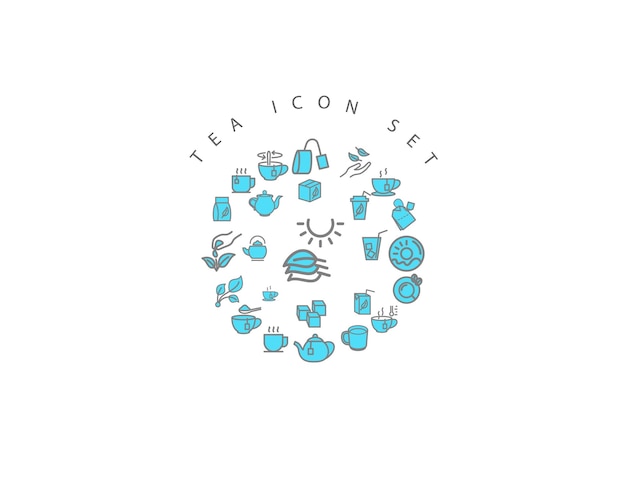 Tea icon set design