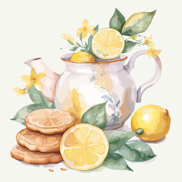 Vettore illustrazione del tè clipart tè al limone