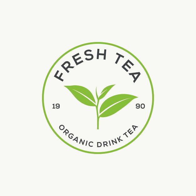 Vector tea leaf logo design template green tea logo vector illustration