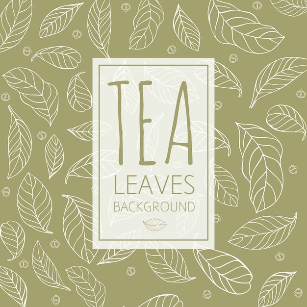 Vector tea leaves background in hand drawn style