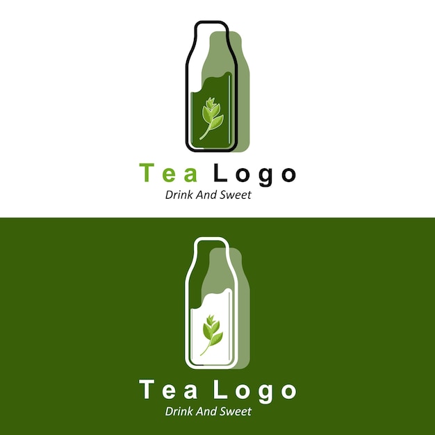 Vettore tè logo design icona bevanda vettoriale da foglie verdi per la salute