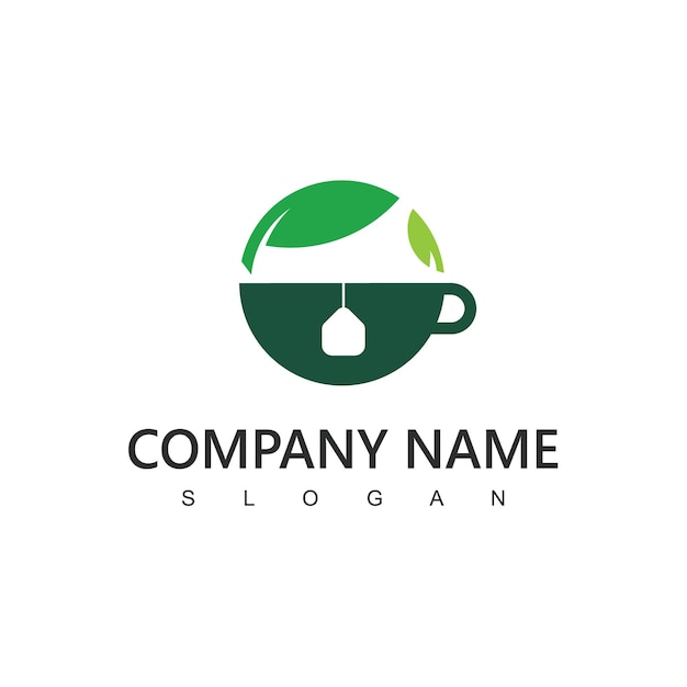 Шаблон логотипа чая Значок зеленого органического чая