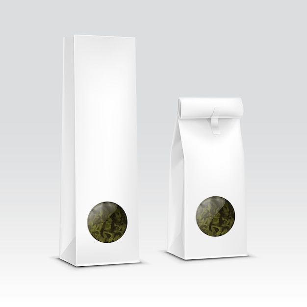 Tea paper packaging package pack bag with transparent window isolated