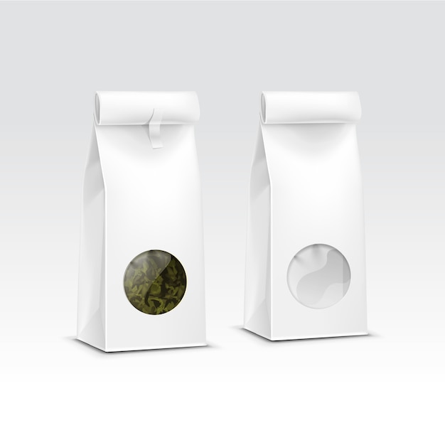 Tea paper packaging package pack bag with transparent window isolated