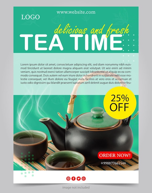 Вектор tea poste banner template простой дизайн для социальных сетей