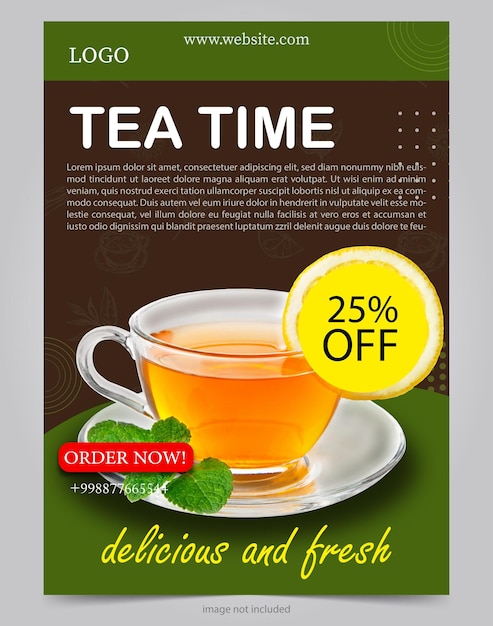 Vector tea poste banner template simple design for social media