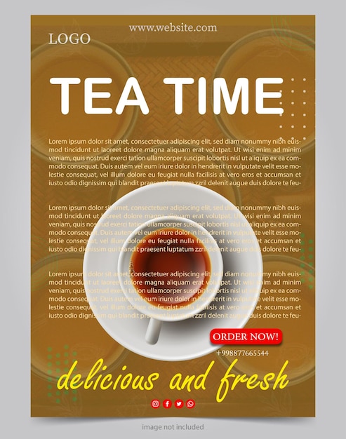 Vector tea poste banner template simple design for social media