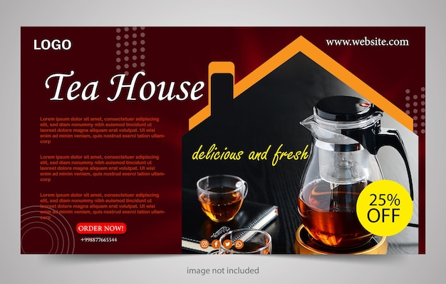 Tea promotion social media instagram post banner template for restaurant drink menu