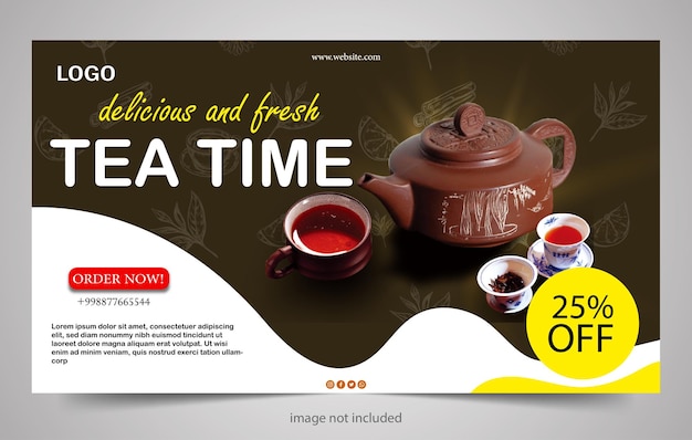 Promozione del tè sui social media instagram modello di banner per il menu delle bevande del ristorante