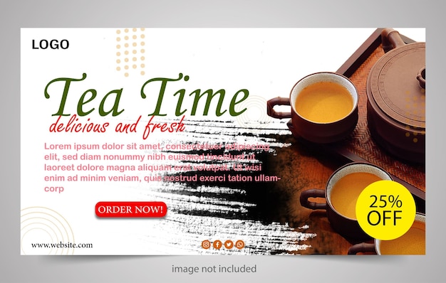 Vector tea promotion social media instagram post banner template for restaurant drink menu