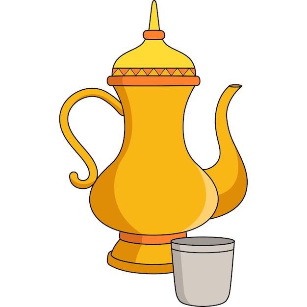 Vector tea set cartoon colored clipart illustration