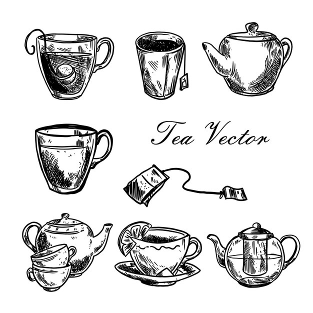 Vector tea set vector