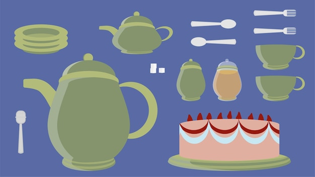 Premium Vector | Tea set