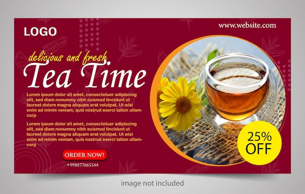 Vector tea shop banner template flat simple desgin