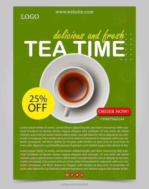 tea shop social media post design template