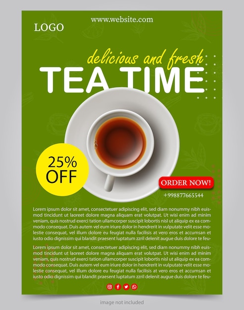 Vector tea shop social media post design template