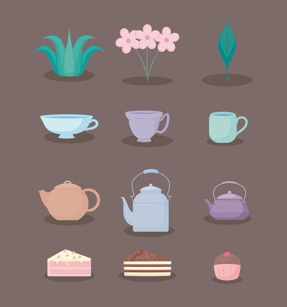 Tea time color pastel pastel icon set