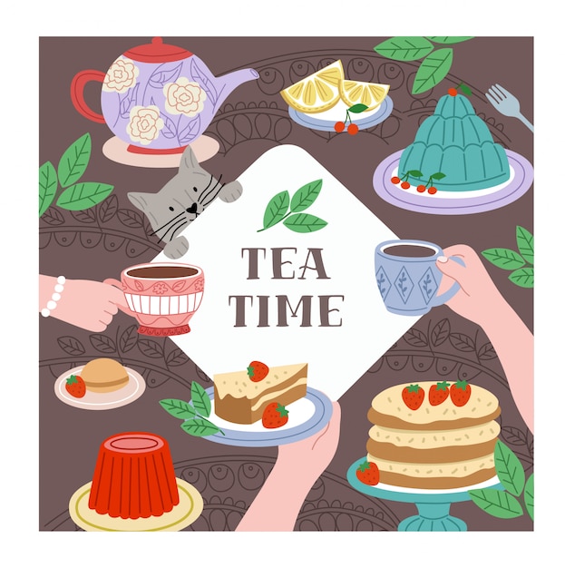 Tea time colorful illustration