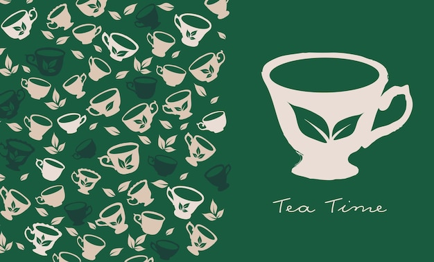 Vector tea time hand drawn a cup of tea