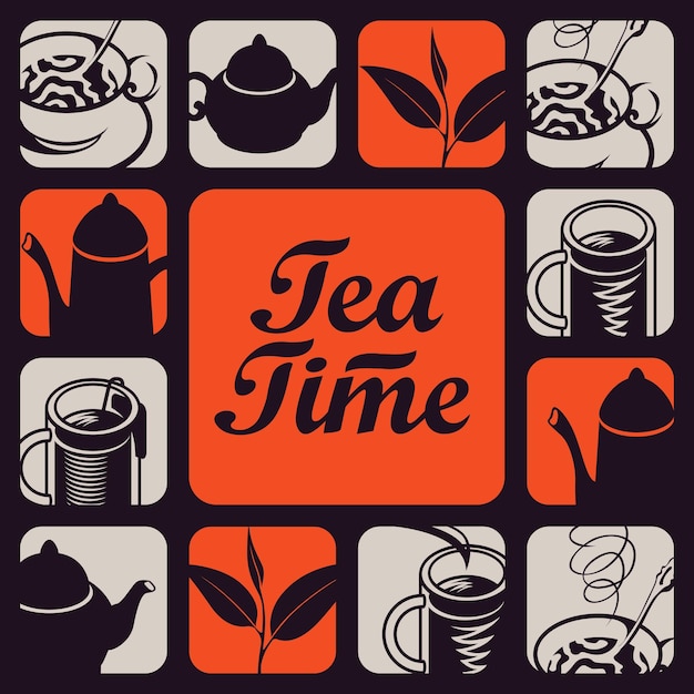 Vector tea time labels