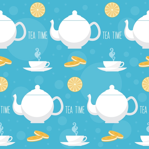 Tea time seamless pattern background