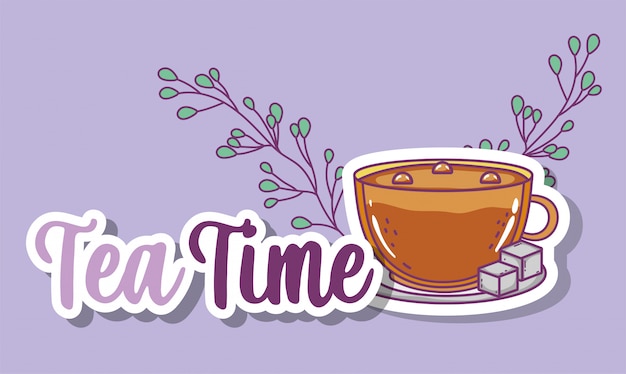 Vector tea time sketch flat