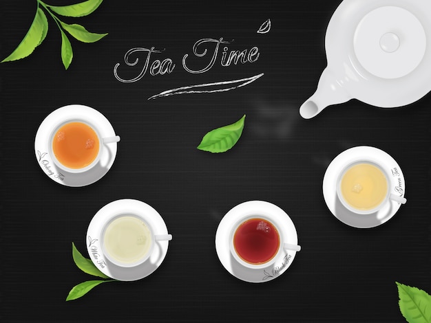 Tea Time with Black Background