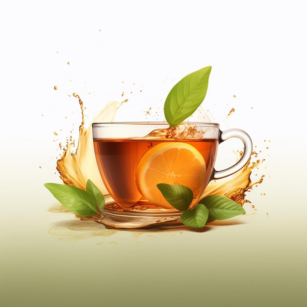 Tea vector illustration herbal background nature fresh organic drink green plant leaf na