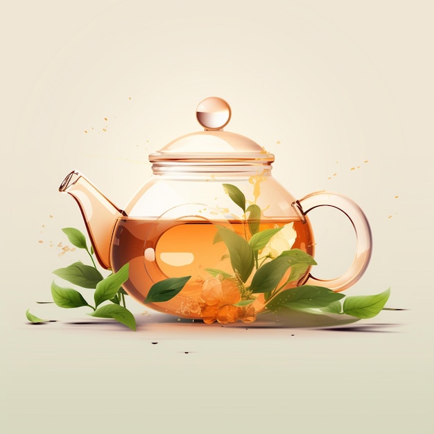 tea vector illustration herbal background nature fresh organic drink green plant leaf na
