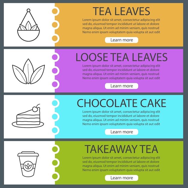 Vector tea web banner templates set