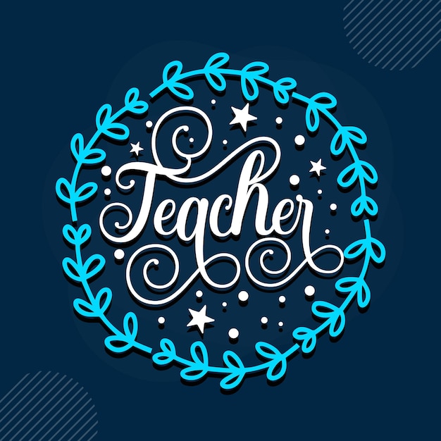 Teacer lettering Premium Vector Design