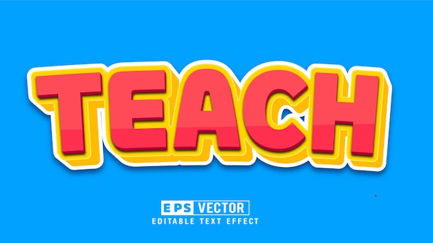 Teach 3d Editable Text Effect Vector With Background