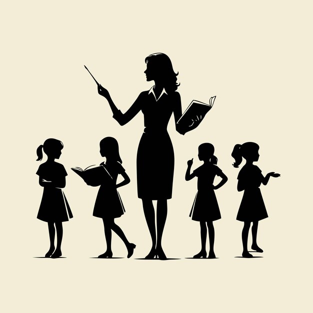 Vector teacher businessperson presentation silhouette logo icon