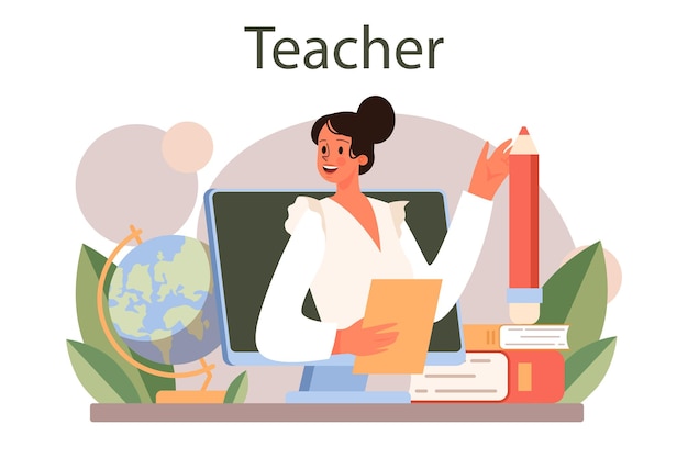 Vettore concetto di insegnante. illustrazione vettoriale piatto isolato