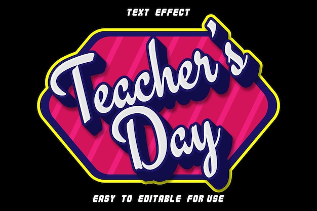 Vector teacher day editable text effect emboss modern style