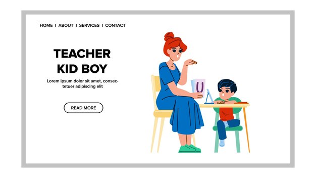 Teacher kid boy vector