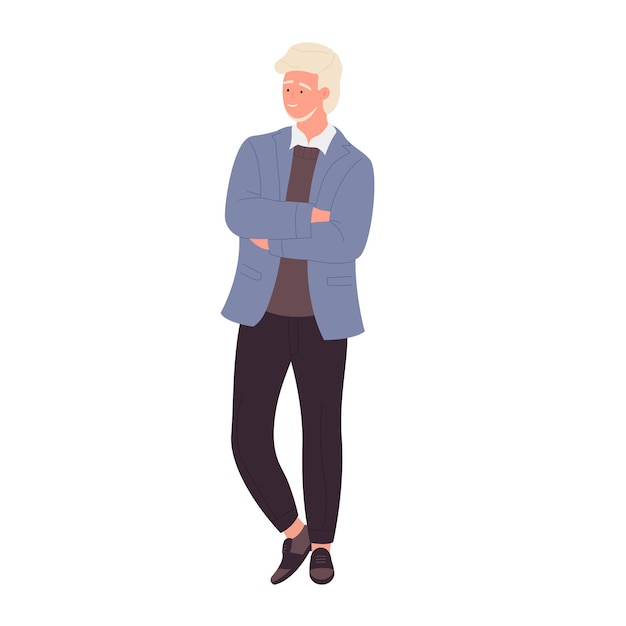 Vector teacher man with crossed arms