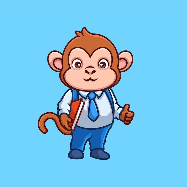 Vector teacher monkey cute cartoon