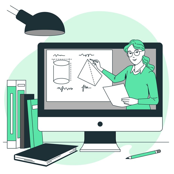 Vector teacher online learning concept illustration