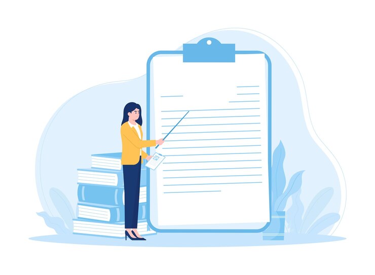 Vector the teacher provides material to students concept flat illustration
