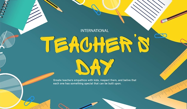 Vector teacher's day banner in flat design celebrating of a teachers' day with this elegant design banner