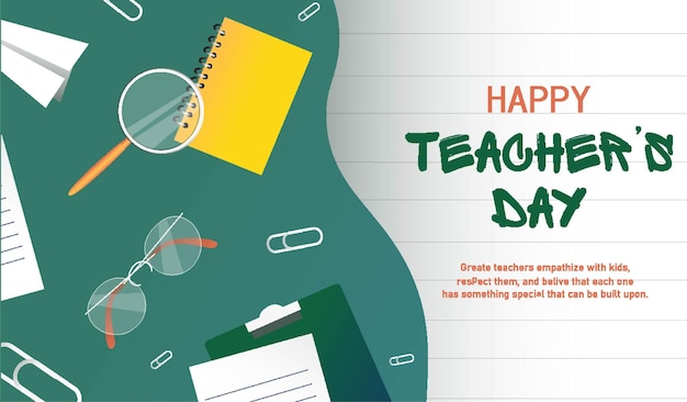 Teacher's day banner in flat style A colorful and eyecatching Teachers' Day banner