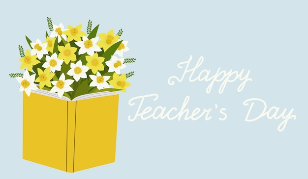 Teacher's Day banner with tulips